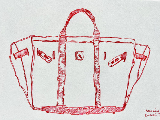 The Boatkin Bag, original watercolor by Lynnie Broos Art