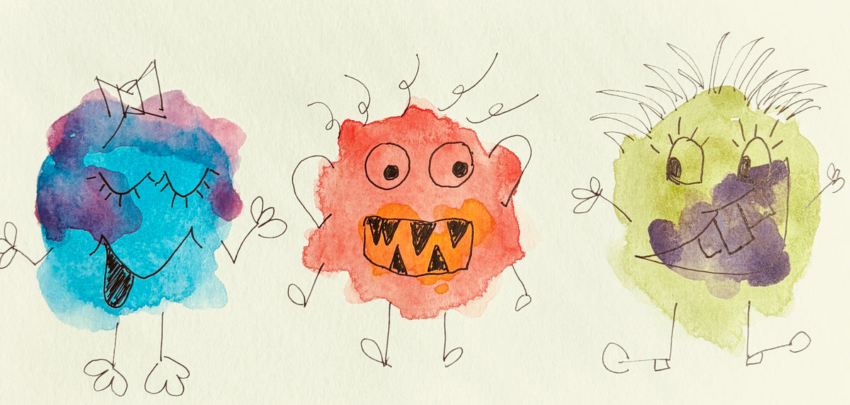 Wobbly Blob Monsters: Printable Kids Watercolor Lesson (Ages 6-10)