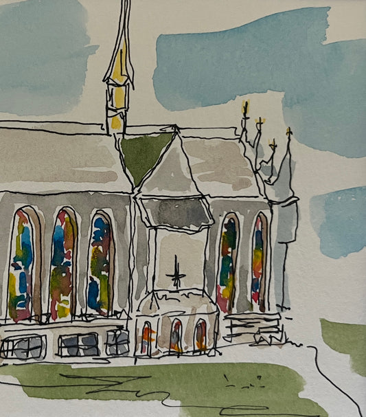 Nothing Beats Great Stained Glass, original watercolor by Lynnie Broos Art