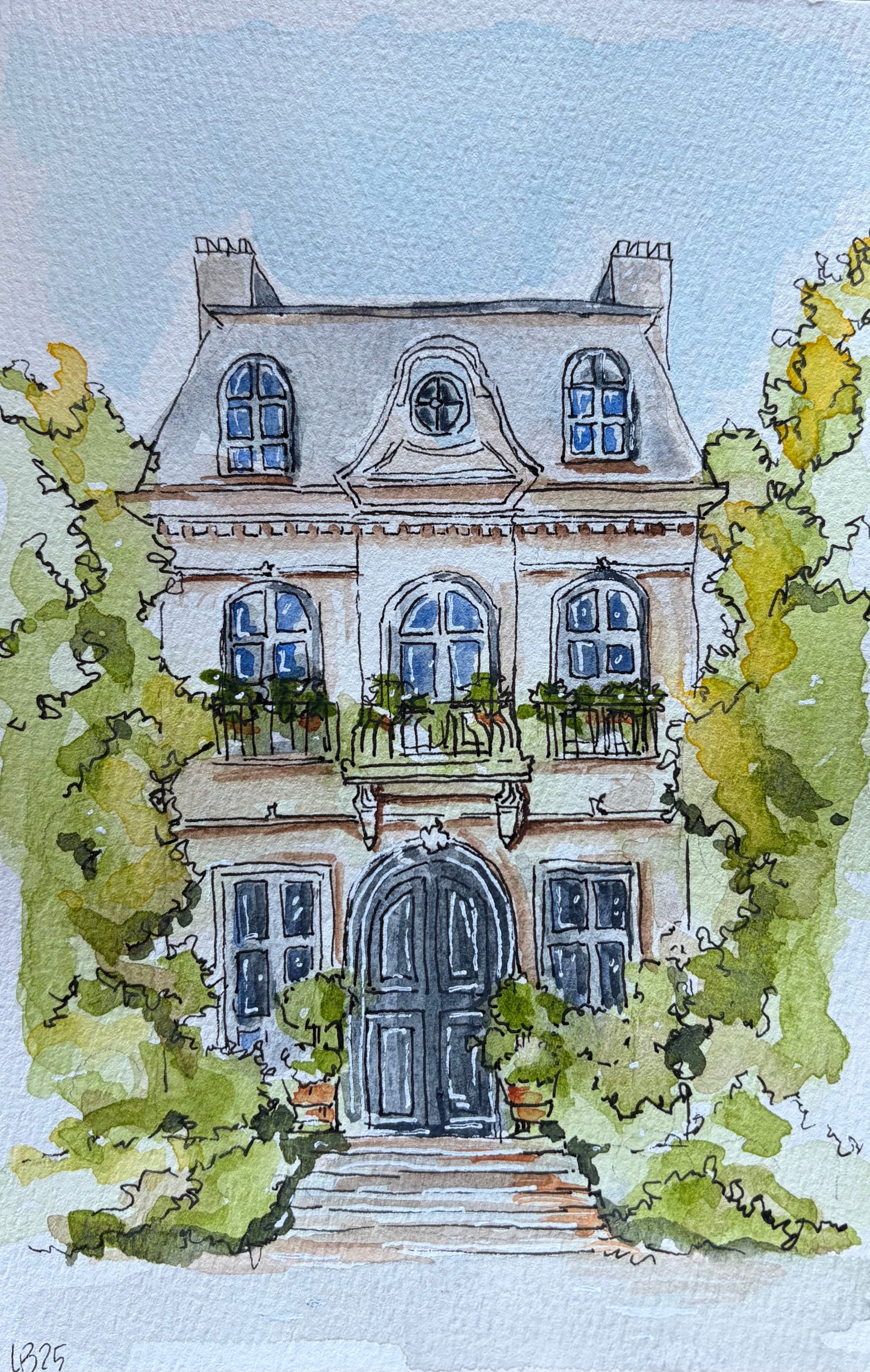 Frenchy, original watercolor France by Lynnie Broos Art