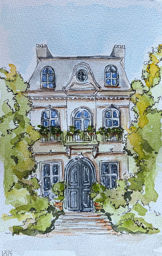 Frenchy, original watercolor France by Lynnie Broos Art