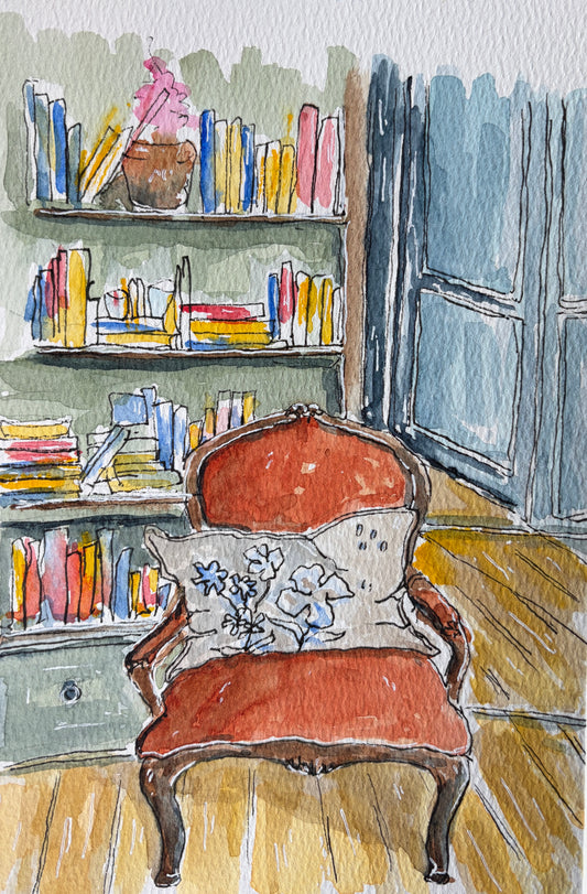 Classic French Reds detail, original watercolor interior by Lynnie Broos Art