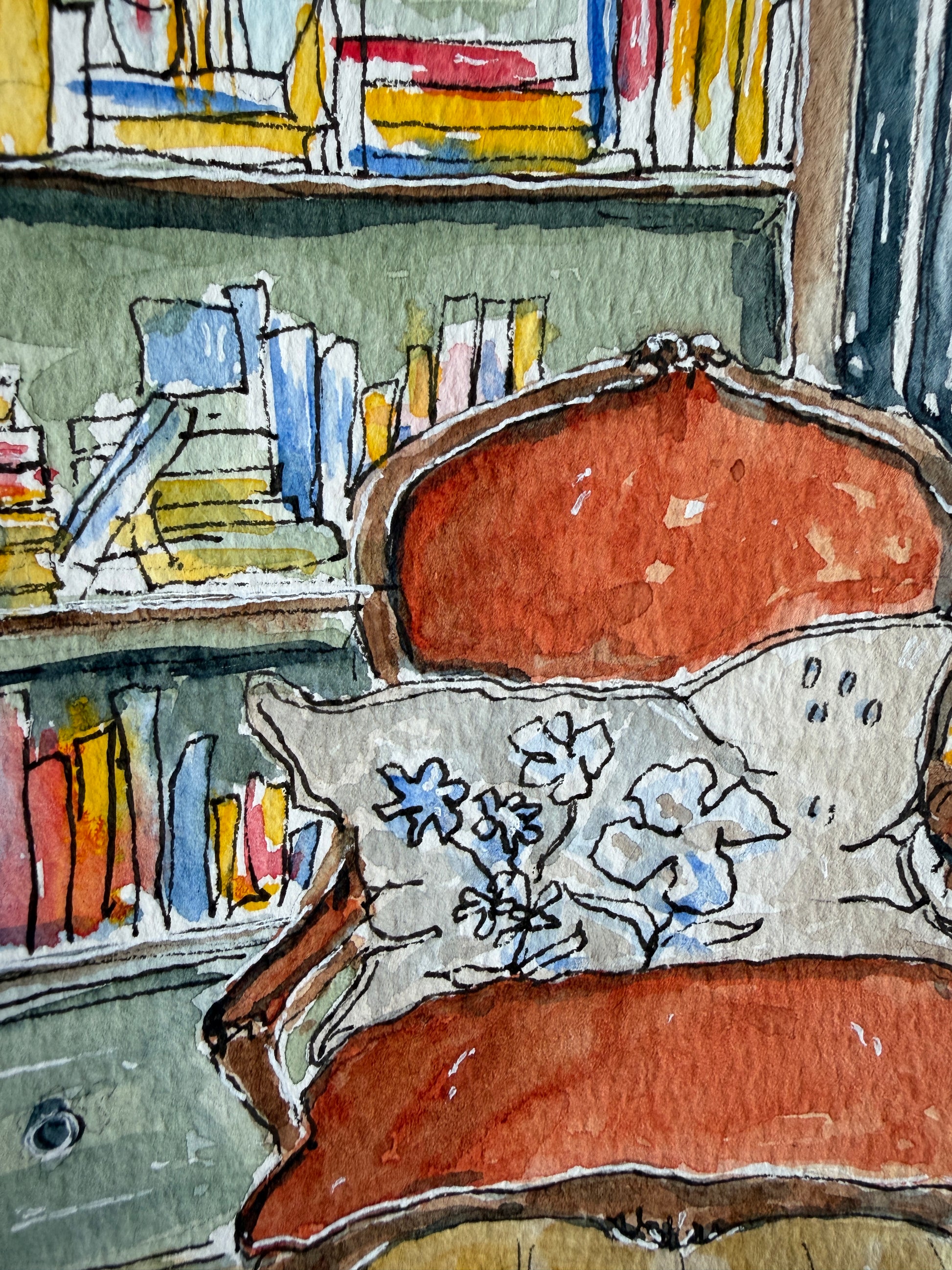 Classic French Reds, original watercolor interior by Lynnie Broos Art