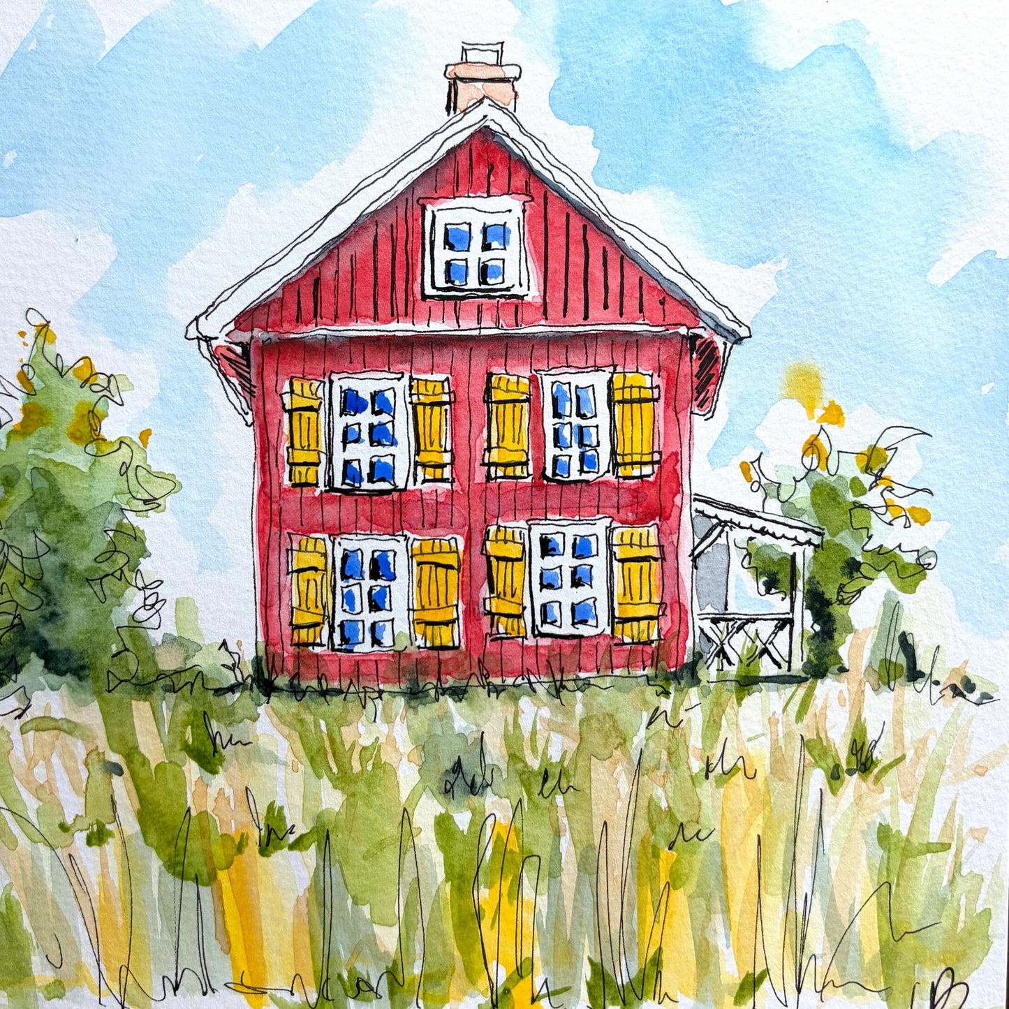 Red Barn House Watercolor Tutorial for Beginners — Step-by-Step Video