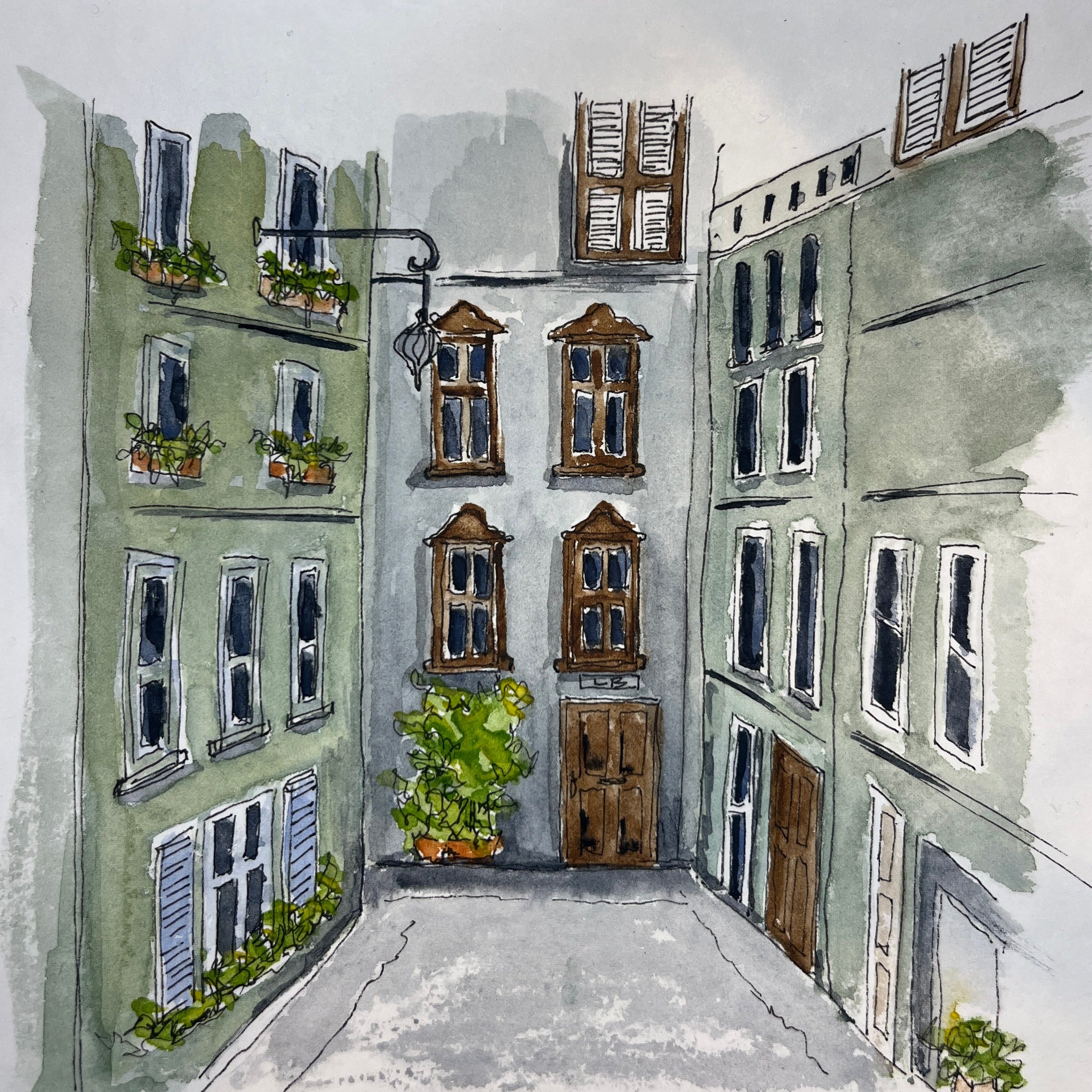 Hidden Block, original watercolor by Lynnie Broos Art