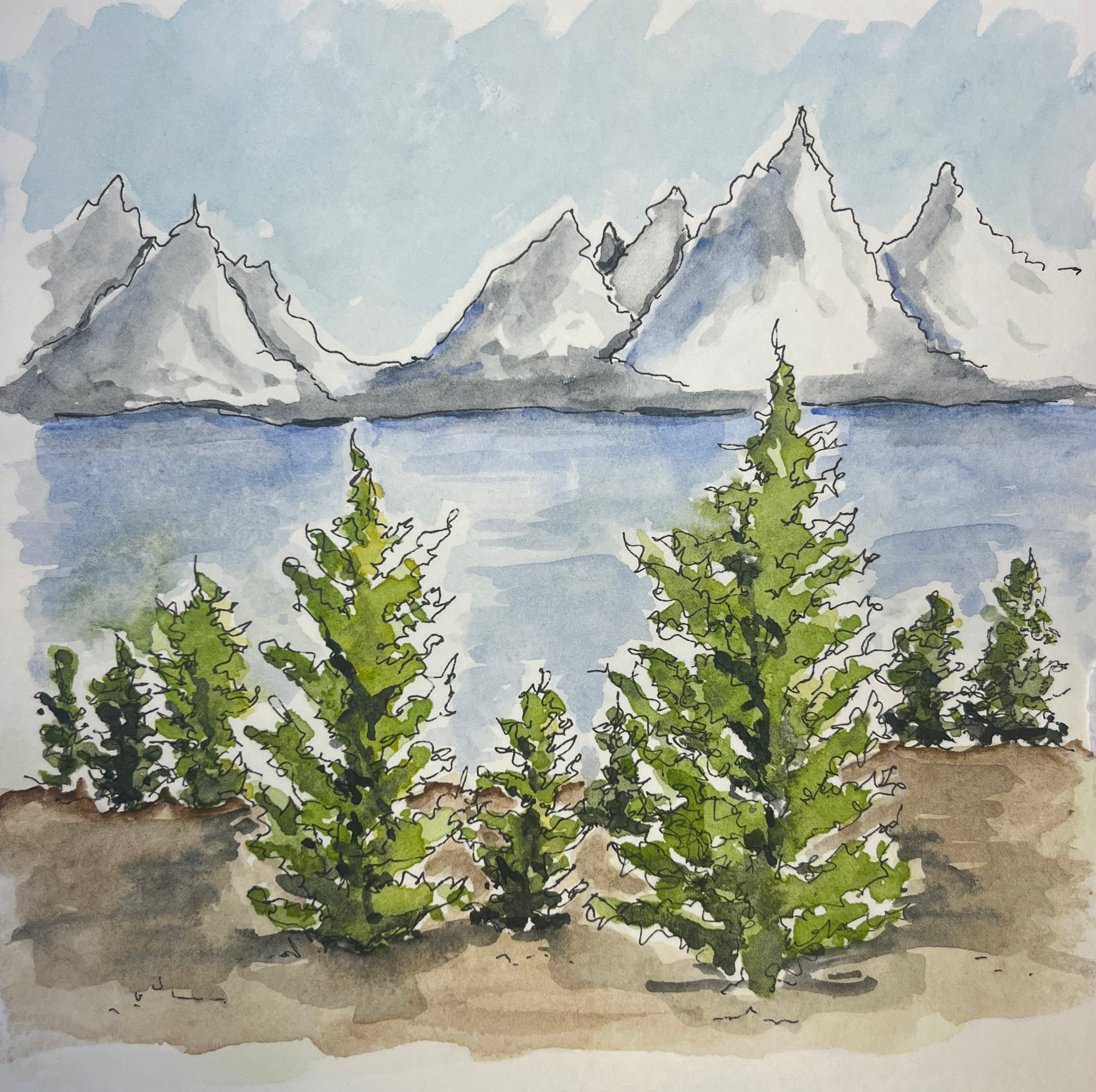 Wyoming, original watercolor by Lynnie Broos Art