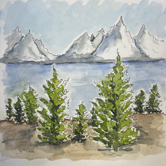 Wyoming, original watercolor by Lynnie Broos Art