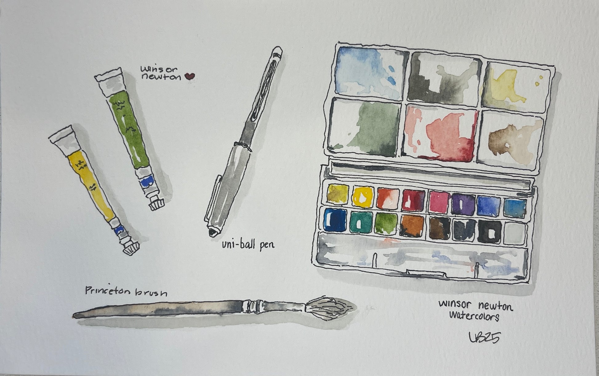 Artist's Love, original watercolor by Lynnie Broos Art