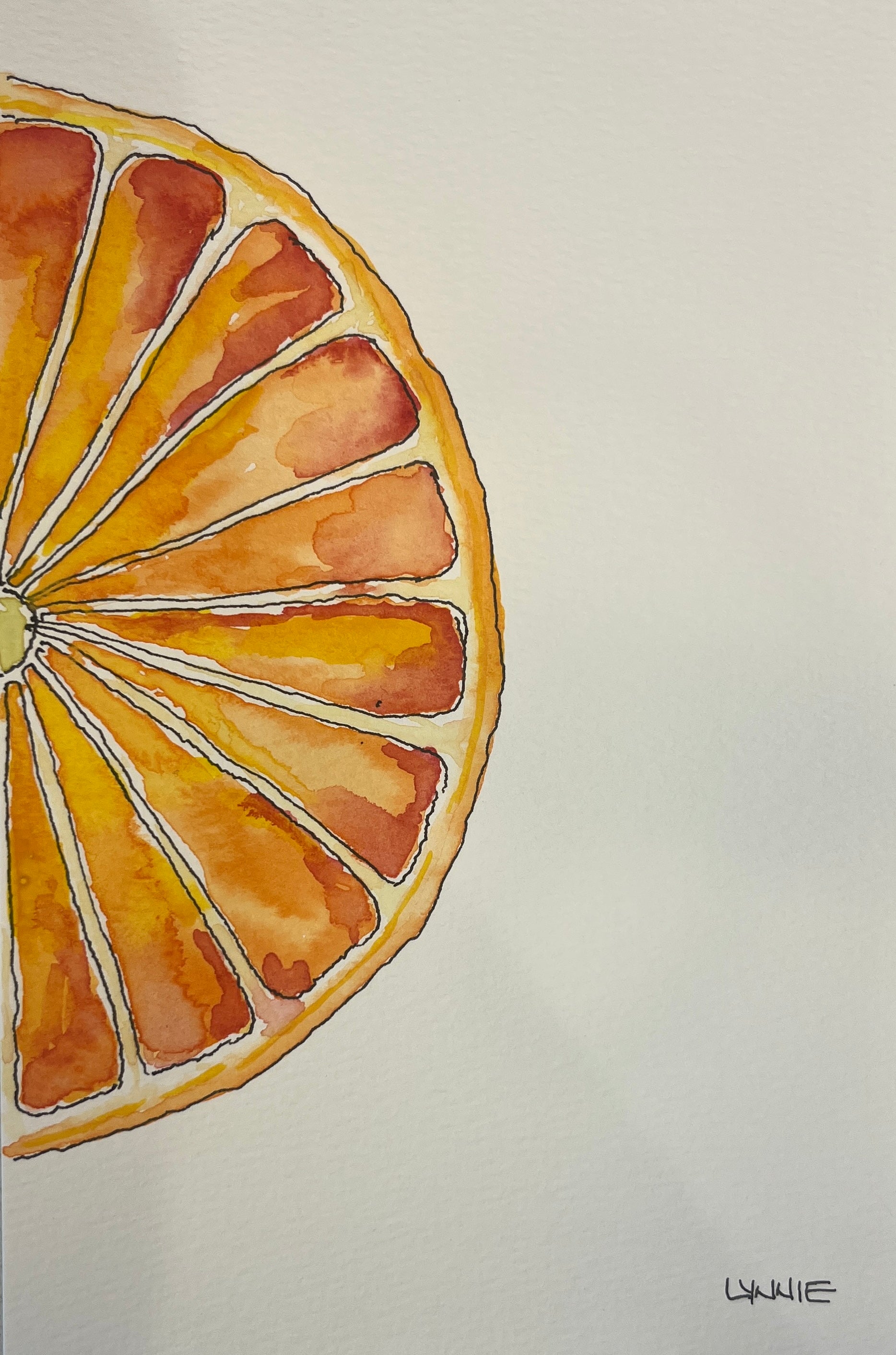 Who Doesn't Love Oranges, original watercolor by Lynnie Broos Art