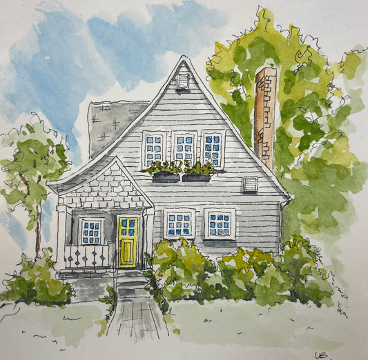 Dreamy Clapboard, original watercolor by Lynnie Broos Art