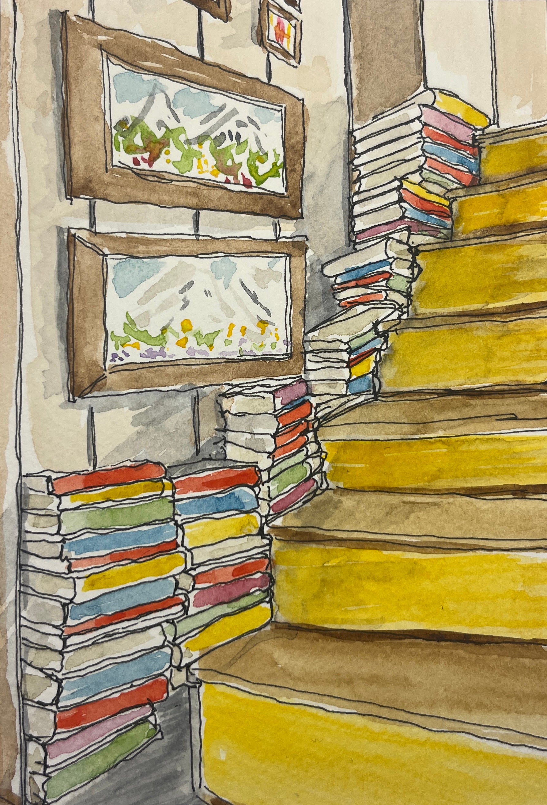 The Storied Cottage, original watercolor by Lynnie Broos Art