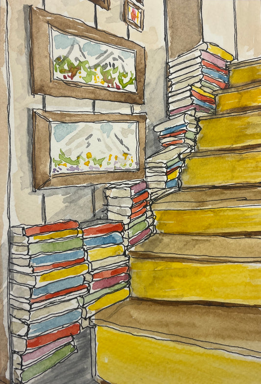 The Storied Cottage, original watercolor by Lynnie Broos Art