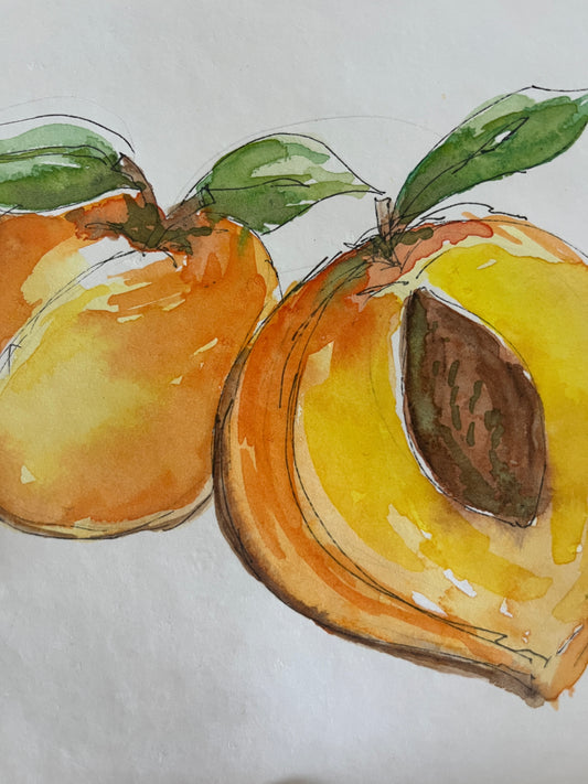 Just Peachy, original watercolor by Lynnie Broos Art