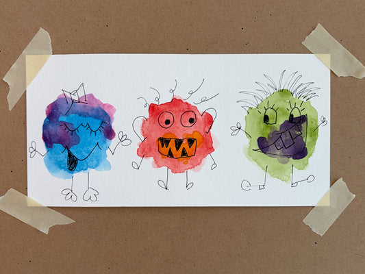 Wobbly Blob Monsters: Printable Kids Watercolor Lesson (Ages 6-10)