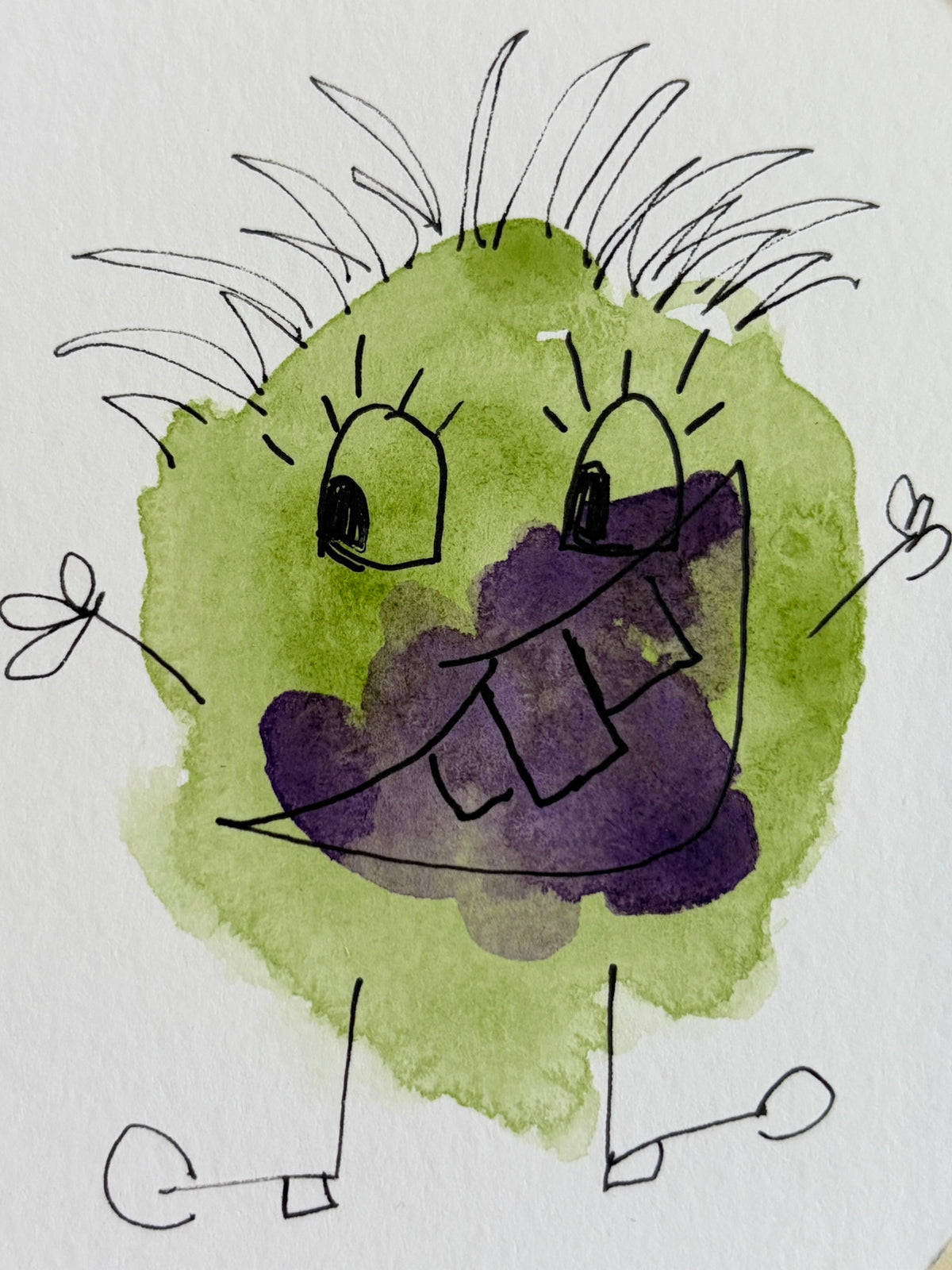 Wobbly Blob Monsters: Printable Kids Watercolor Lesson (Ages 6-10)